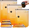 AirVault Vacuum Storage Bags for Travel & Home - Space Saver Compression Packing Bags Set for Clothes, Blankets & Seasonal Storage, Small (5), Medium (5), Large (5) (Orange,15-Pack Combo)