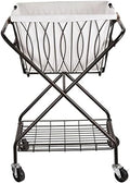 Artesa Verona Collapsible Metal Laundry Cart with Removable Basket & Canvas Bag, 20.5" L x 16.2" W x 13" H, Antique Black