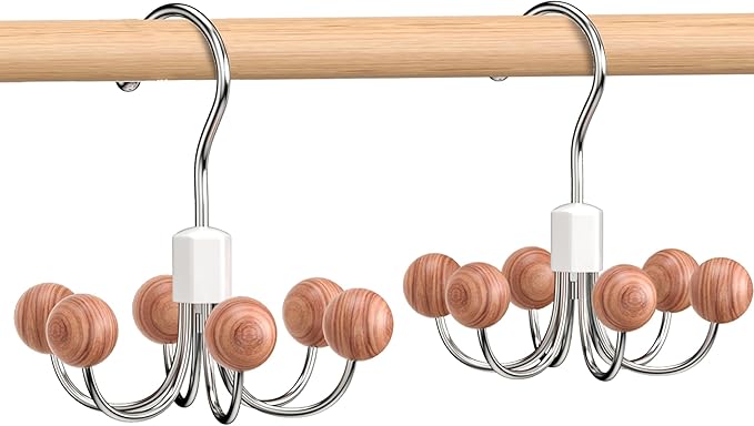 OHIYO 2-Pack 360° Swivel Hoodie Hangers with 6 Cedar Balls, Closet Organizer for Bra, Scarves, Belts, Purse & Accessories Storage