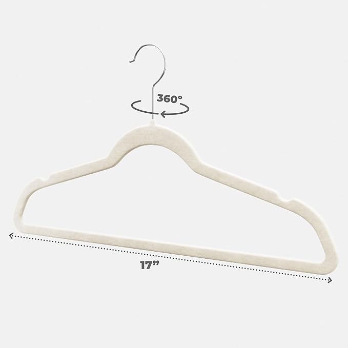 Home-it Premium Velvet Hangers 30 Pack - Ivory Heavy Duty Suit Clothes Hangers Non Slip, for Closet, Jacket, Shirt, Pants and Suit, Hook Swivel 360 - Ultra Thin
