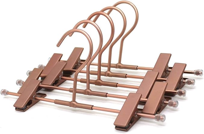 Pants Hangers 11.8" Space Saving Rose Gold Clothes Skirts Hanger 20 Pack Adjustable Clips for Jeans Trousers Display Closet Storage Scarves Slack Garment Multifunctional Rack