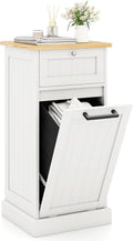 Giantex Tilt Out Laundry Hamper Cabinet, 10 Gallon Bathroom Storage Cabinet with Drawers & Removable Basket, Modern Wood Hidden Laundry Hamper for Laundry Room, Bedroom, Kitchen, Corner, White