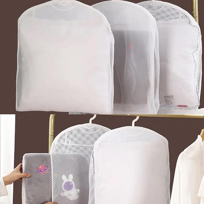 2 Pack Bed Pillows Drying Rack Plush Doll Dryer Rack Hanger Organizer Mesh Net Bags for Bedding Throw Pillows Inserts Down Alternative Fill Memory Foam Pillow Cervical Pillows One/Two Layer