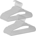 Non-Slip Rubber Coated Hangers, 30 Pack Plastic Clothes Hangers with 360° Swivel Hook 17.7 Inches Slim Space Saving Hangers for Adult Clothes Shirts Dresses Pants, Gray