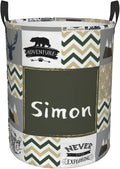 Green Deer Personalized Laundry Hamper Custom with Name Collapsible Waterproof Storage Basket with Handles for Bedroom Clothes Toys.