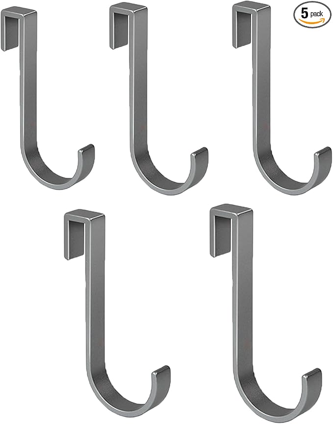 J Hook for Wire Shelving, 5pcs Aluminum Grid Hooks Heavy Duty S Hooks Hanging for Kitchenware Spoons Pans Pots Utensils Clothes Bags Towers Tools Plants(Gray)