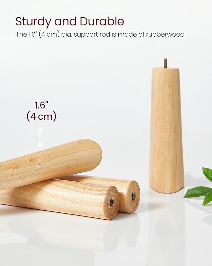 VASAGLE Solid Wood Coat Rack, Free Standing Tree-Shaped Coat Rack with 8 Hooks, 3 Height Options, for Clothes, Hats, Bags, Living Room, Bedroom, Home Office, Cloud White URCR01WT