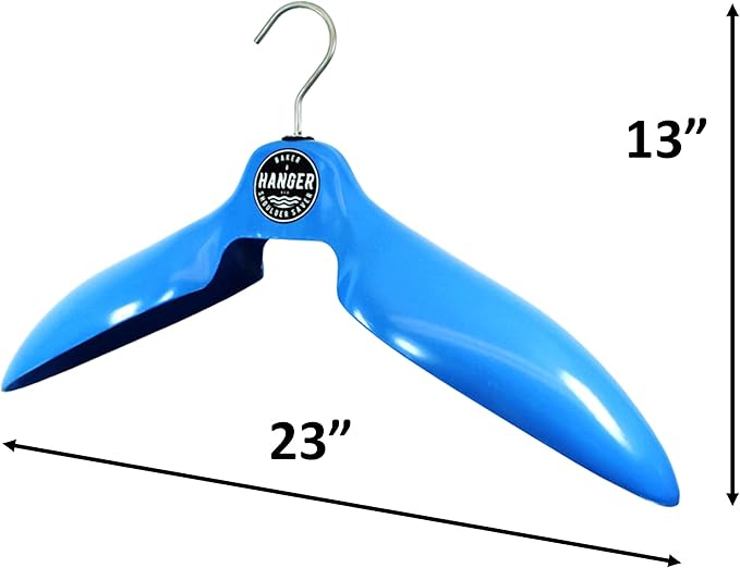 Wetsuit Hanger 'Shoulder Saver' by BAKER HANGER - USA Made - 4 Inch Swivel Hook (Blue)