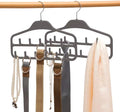 ELONG HOME Belt Hanger 2 Pack, Sturdy Belt Organizer with 360 Degree Swivel, Tie Rack with 11 Large Belt Hooks for Closet, Non Slip Rubberized Belt Rack, Gray