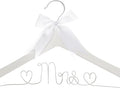 Ella Celebration Mrs Wedding Dress Hanger, Wood and Wire Hangers for Bride (White with Silver Wire)