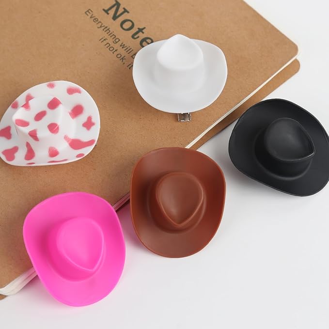 12 Pcs Mini Cowboy Hat Clips Plastic Cowgirl Hat Hair Clip for DIY Home New Year Anniversary Birthday Decor(6 Styles)…
