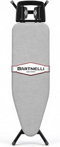 Bartnelli Extreme Stability Ironing Board 43x13 Upgraded Heavy-Duty Metal Frame & Iron Rest, Height Adjustable, Foldable, 4 Non-Skid Feet, 4-Layer Cover & Pad, Made with Patent European Engineering