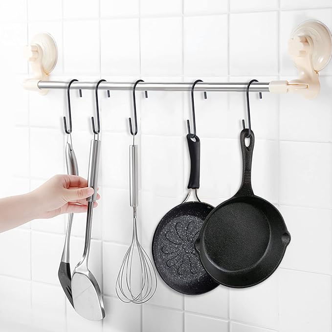 30 Pack 3 inch Heavy Duty S Hooks Black Pan Pot Holder Rack Hooks S Shaped Hanging Hooks Hangers for Kitchenware Spoons Pans Pots Utensils Clothes Bags Towels Plants
