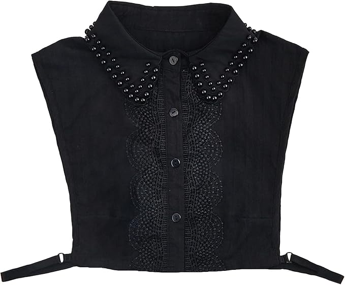 Handcrafted Faux Diamond and Pearl Fake Collar Shirts Versatile Dickey Collar Half Shirt Collar for Women
