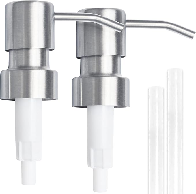 Bathroom Countertop Soap Dispensers (Brushed Nickel, 2 Pack)