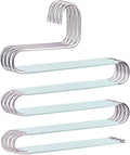 Devesanter Space Saving Non-Slip 4 Pack S-Shape Trousers Hangers - Stainless Steel Closet Storage Organizer for Pants, Jeans & Scarves - Green