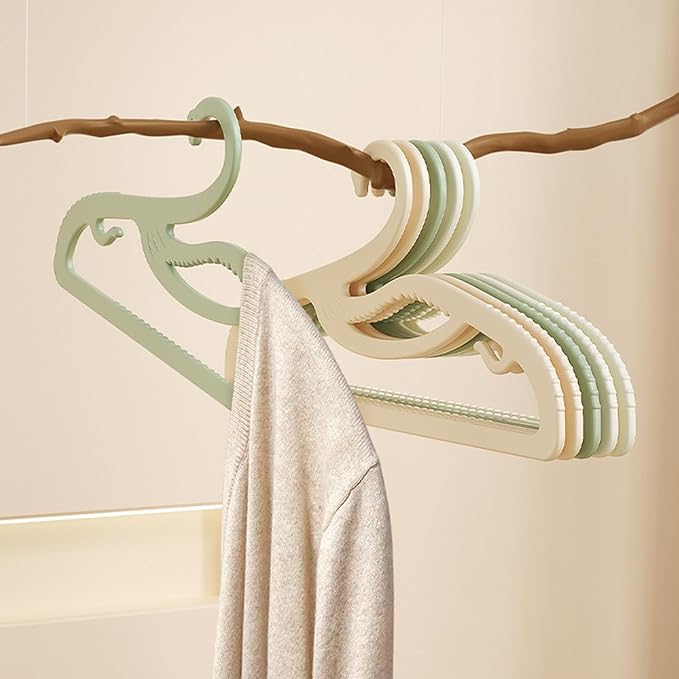 Plastic Clothes Hangers 20 Pack, Z-Shape Opening, 0.12" Ultra Thin Short Neck Hangers, Save Cabinet Space, Suitable for Dresses, Shirts, Pants, Scarves, Jackets(Green)