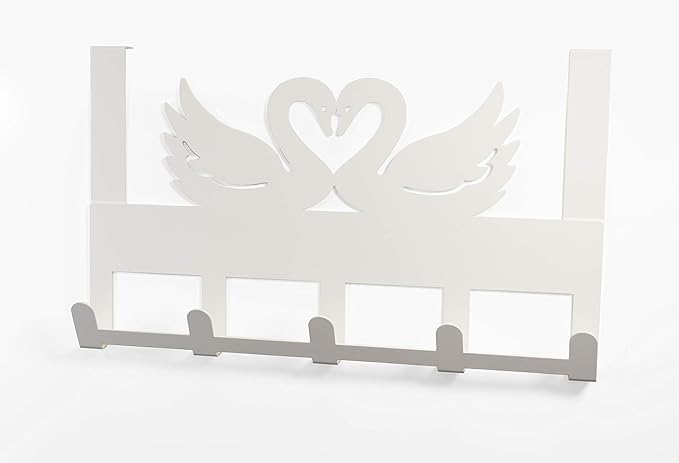 Mango Steam Over-The-Door Organizer Hanger for Towels, Hats, Hoodies, Coats, Backpacks, & Keys (Swan, White)