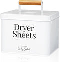 Simplation Modern Farmhouse Dryer Sheet Holder for Laundry Room Decor and Accessories, Metal Dryer Sheet Container for Laundry Decor, Dryer Sheet Dispenser for Laundry Room Organization (White)