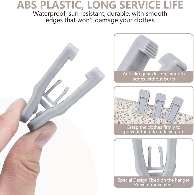 80 Pcs Plastic Baby Hanger Clips Slim-line Finger Clips Set for Clothes Hanger Velvet Hanger (Grey)