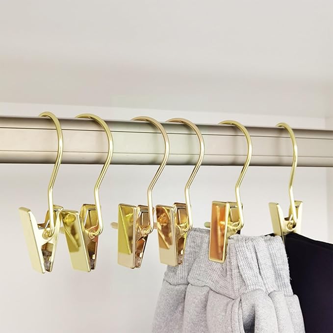 20 Pcs Gold Boot Clips for Closet, Gold Boot Hangers with Hooks, Clothes Pins, Single Clip Hangers, Portable Home Travel Hangers for Hats, Socks, Towels, Bras
