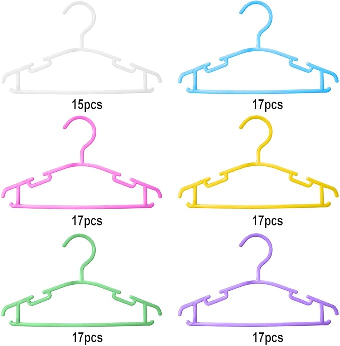 GoodtoU Baby Clothes Hangers, Non‑Slip 100 Pack Plastic Nursery Closet Hangers, Space‑Saving Toddler & Infant Hangers for Kids Clothing (Multicolor)