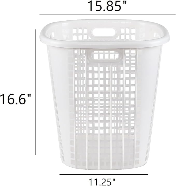 Plastic Large Laundry Hamper, Portable Laundry Basket for Home, Bathroom, College (6-Pack, White)