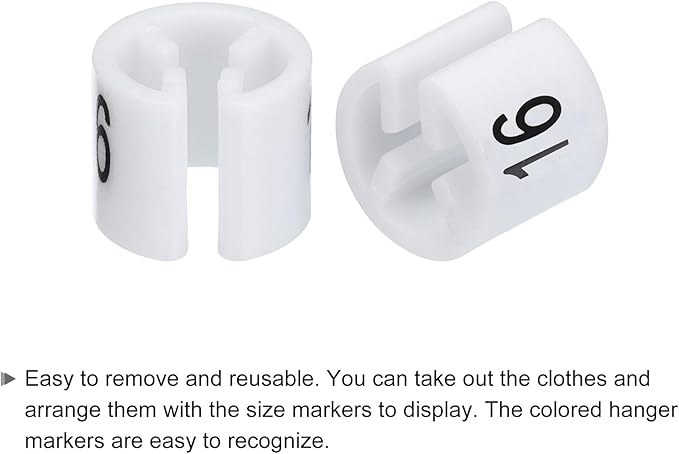MECCANIXITY Clothes Hanger Marker Colored Hanger Sizer Garment Markers Tag (Number 16, White) for Garment Clothing Color Coding, Pack of 100 Pcs