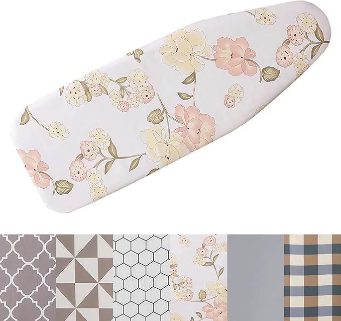 Cotton Ironing Board Cover,35x12in 39x13in 43x13in 47x15in Ironing Board Cover and Pad Standard Size Homes Iron Board Cover Ironing Cover and Pad(Light Yellow,43x13in)