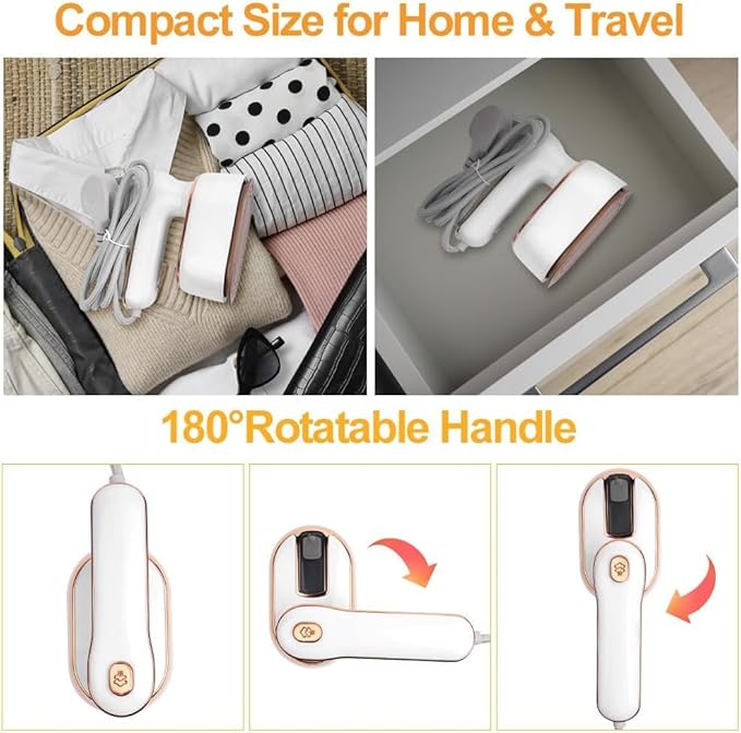 Mini Steam Iron for Clothes, Travel Steamer for Clothes Portable, Micro Steam Iron Mini Handheld Steamer Support Dry And Wet Ironing for Home Travel (White) (Off-white)