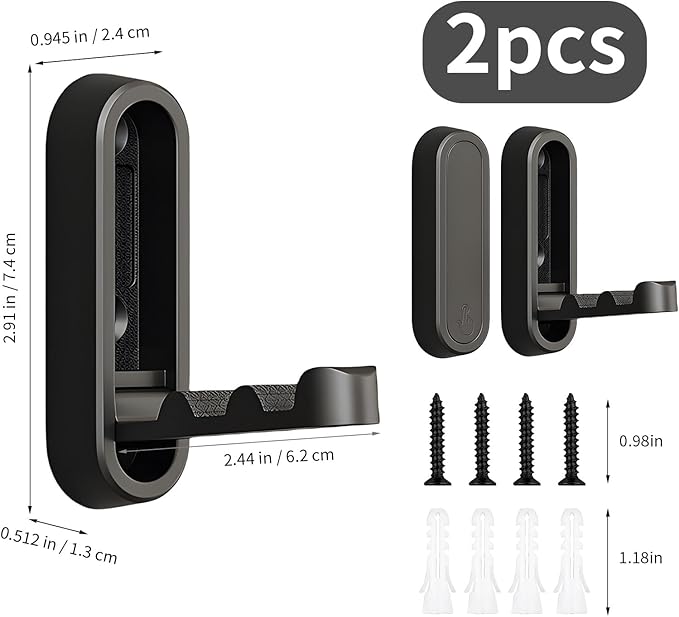 2Pcs Foldable Wall Hooks, Zinc Alloy Folding Hook Black, Heavy Duty Folding Coat Hooks Wall Mounted for Hanging Coat Towels Bags Keys (Black, 2 Pack)