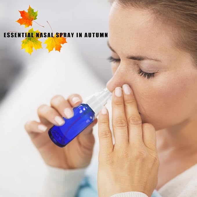 Nasal Spray Bottles 6Pcs1oz (30ml),Empty Nasal Spray Bottle with Funnel,Dropper,Label,Cobalt Blue Glass Nose Spray Bottle,Press Spray Head Refillable Portable Fine Mist Travel Bottle