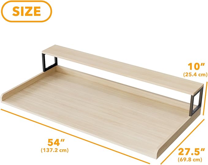SpaceAid 2-Tier Washer Dryer Countertop, Laundry Topper with Rack Shelf 54" Width x 27.5" Depth x 10" Height Organizer Cover for Washer and Dryer Laundry Hamper Counter Storage (Oak)