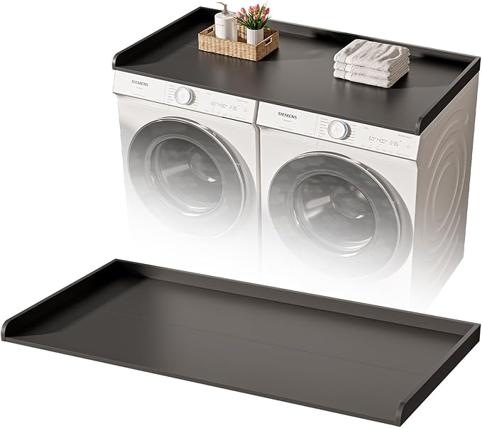 Washer Dryer Countertop, 27.5" x 54" Washer and Dryer Countertop with Non-Slip Pad,Large Laundry Topper for Laundry Room Organization,Black