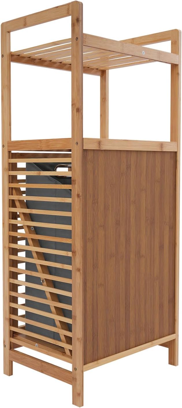 Freestanding Hamper Laundry Hamper Cabinet Hidden Laundry Hampers Flip Cabinet with Shelf Tilt out Hampers Basket with Shelf for Bedroom Bathroom