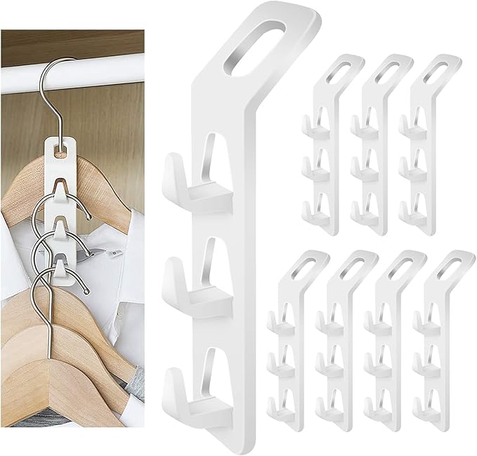 Cascading Clothes Hanger Hooks,Space Saving Series Multi-Function Multi-Layer Cabinet Clothes Connection Folding Storage Clothes Rack Hanger Household Strong Load-Bearing Closet Hook (8pcs)