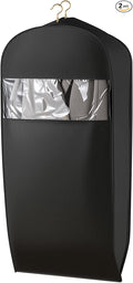 Gusseted Garment Bags for Hanging Clothes Suit Bags for Open Closet Storage, Side Clear Clothing Cover for Coat, Dress, Jacket, Shirt, Fur Wardrobe Protector, (black, 35 inch)