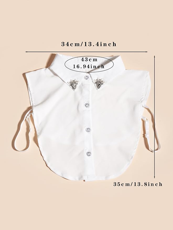 Handcrafted Faux Diamond and Pearl Fake Collar Shirts Versatile Dickey Collar Half Shirt Collar for Women
