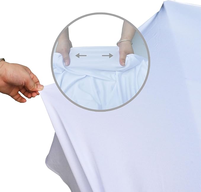 6 Pack - Elegant White Stretch Spandex Table Cover (60Lx28Wx30H Inches), Non-Iron Fitted Tablecloth for 5-Foot Rectangular Folding Tables -Ideal for Banquets, Weddings & Festivals