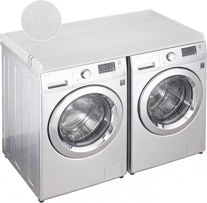 Washer Dryer Countertop, HDPE Laundry Countertop with Edge Rails, No-Installation-White