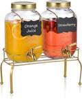 1 Gallon Glass Drink Dispenser Set of 2 – Drink Dispensers for Parties, Beverage Dispenser with Stand & 100% Leakproof Spigot, Ideal for Lemonade, Juice, Laundry Detergent Dispenser