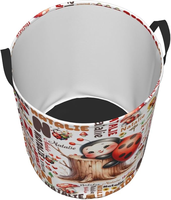 Personalized Ladybug Mushroom Laundry Basket For Baby Kids Boys Girls Adult Custom Hamper Basket With Name For Bathroom Bedrooms Collapsible Baby, Dirty Clothes Hamper With Handles