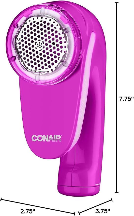 Conair Fabric Shaver and Lint Remover, Battery Operated Portable Fabric Shaver, Pink