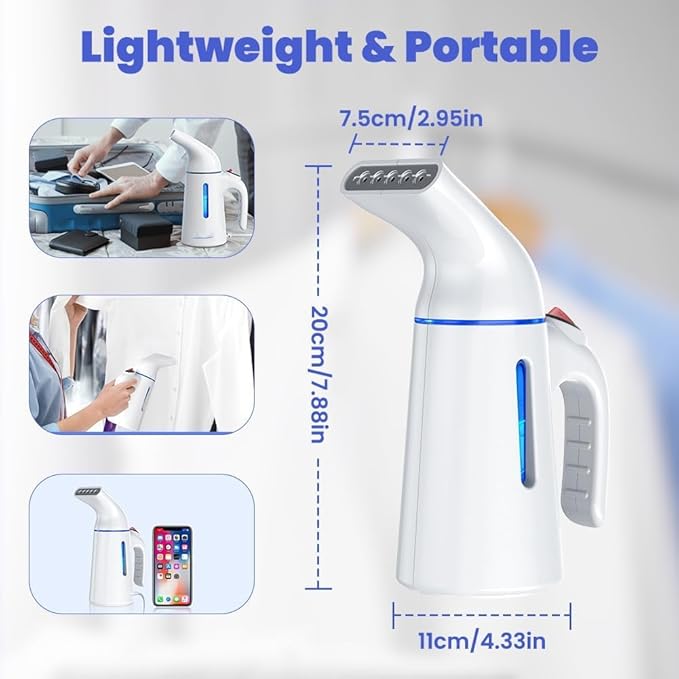 Steamer for Clothes 700W, Fast Heat-up in 40S, 120ML Water Tank, 25g/min Strong Penetrating Steam, Portable Clothes Steamer Iron for Travel and Home(GY169)