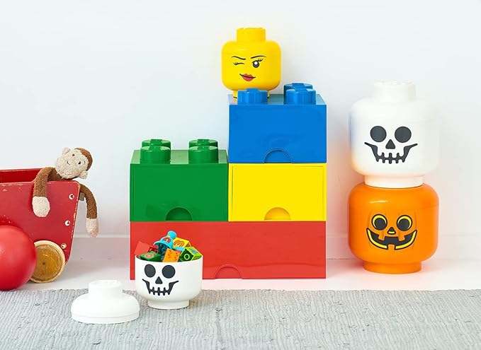 LEGO Iconic Storage Head Large, Stackable Storage Box, 8,5 L, Sand Green, Green Skeleton…