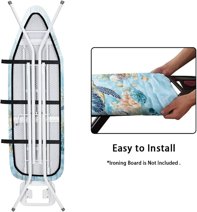 Turtle Iron Board Cover Heavy Duty Padding Ironing Board Covers with Elastic Edge Fastener Hook and Loop Design Universal Size 15向4 inches