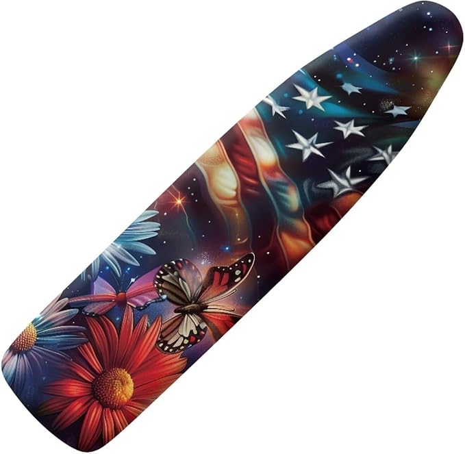 Butterfly 15x54 Ironing Board Cover USA Flag Elastic Edge Applicable Standard Size Iron Board Cover Comfortable Replacement