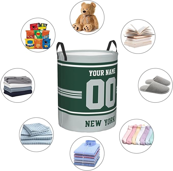 New York Laundry Hamper Personalized Laundry Basket Customized Name And Number Collapsible Storage Basket for Bedroom Bathroom Living Room Gifts