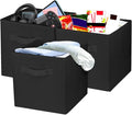 3 Pcs Storage Cubes, 10.5 Inch Collapsible Storage Bins, Fabric Foldable Bins for Organization, Durable Storage Bins for Closet, Shelves, Offices (Black)