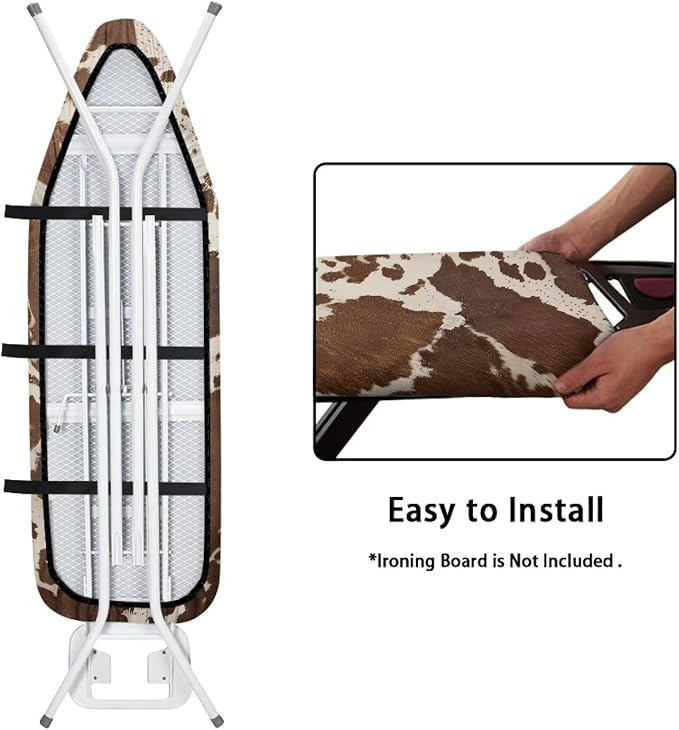 Brown Cow Replacement Fabric Ironing Covers Durable & Reusable Stain Resistant Standard Size Ironing Board Cover with Elastic Edge Christmas Decor